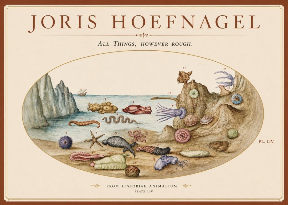 Joris Hoefnagel Totvs Echinvs Asper. Plate Liv No6 - Plakat