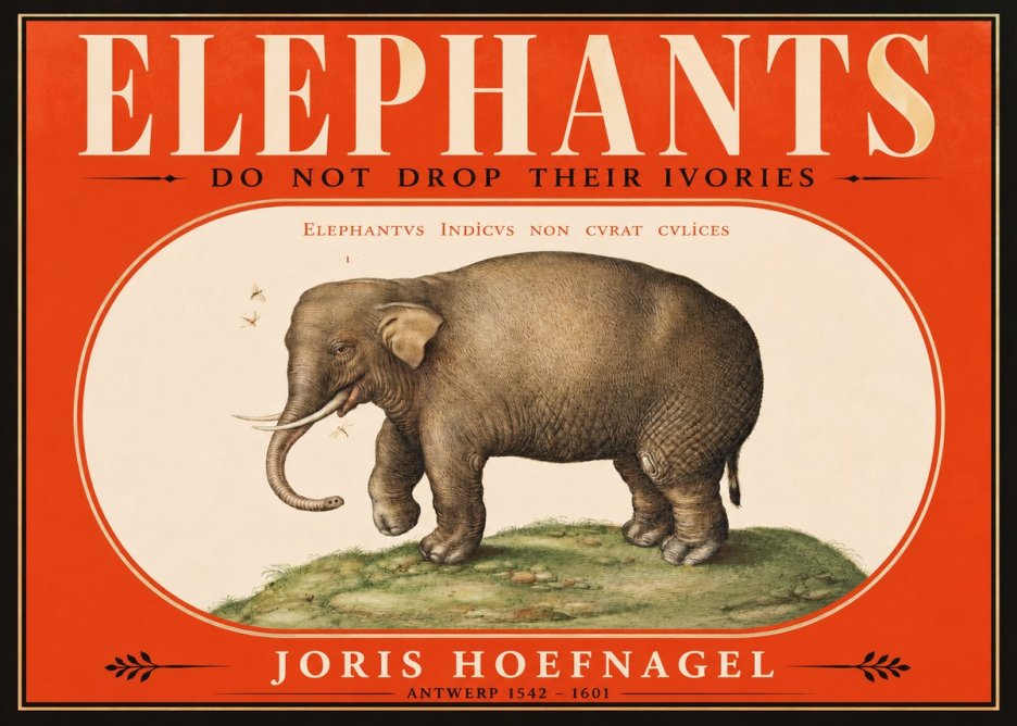 Joris Hoefnagel Elephant Does Not Drop Its Ivories No2 - Plakat