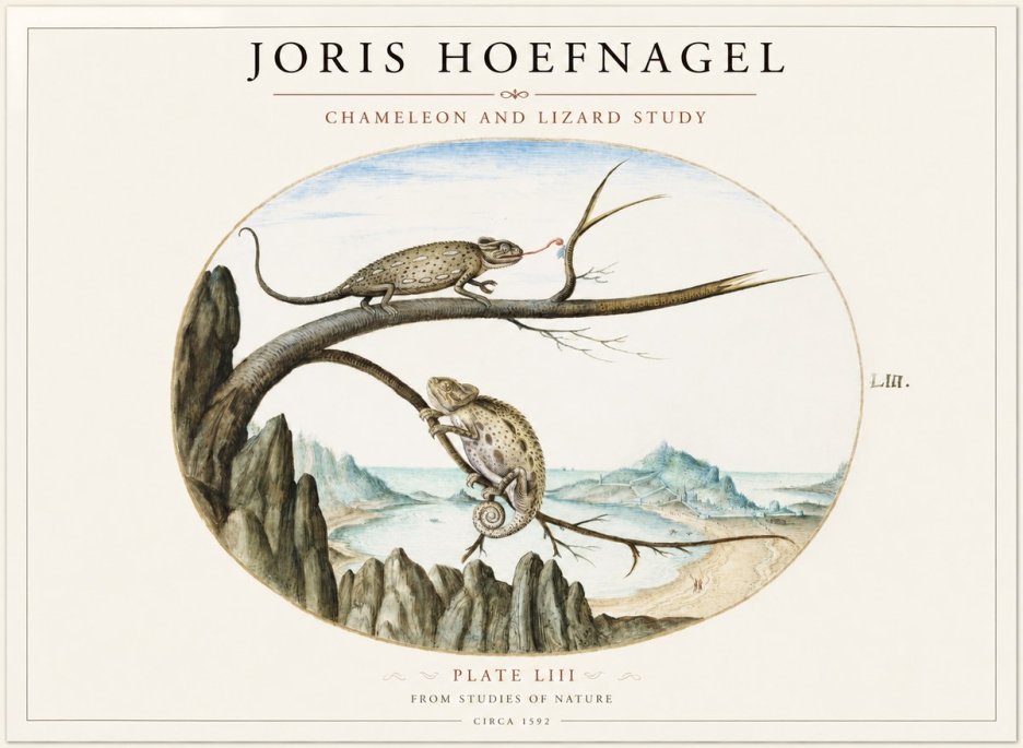 Joris Hoefnagel Chameleon and Lizard No2 - Plakat