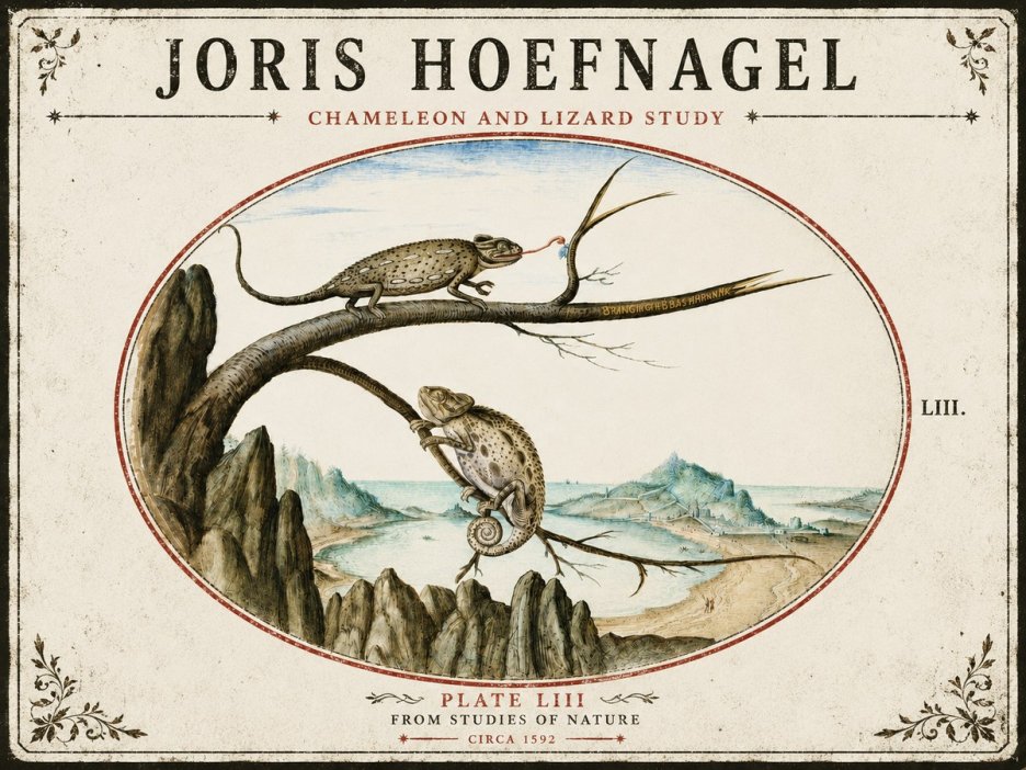 Joris Hoefnagel Chameleon and Lizard No5 - Plakat