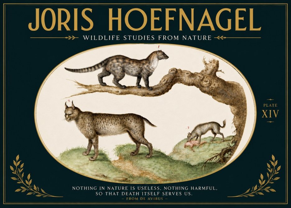 Joris Hoefnagel Wildlife Studies from Nature - Plate Xiv No5 - Plakat