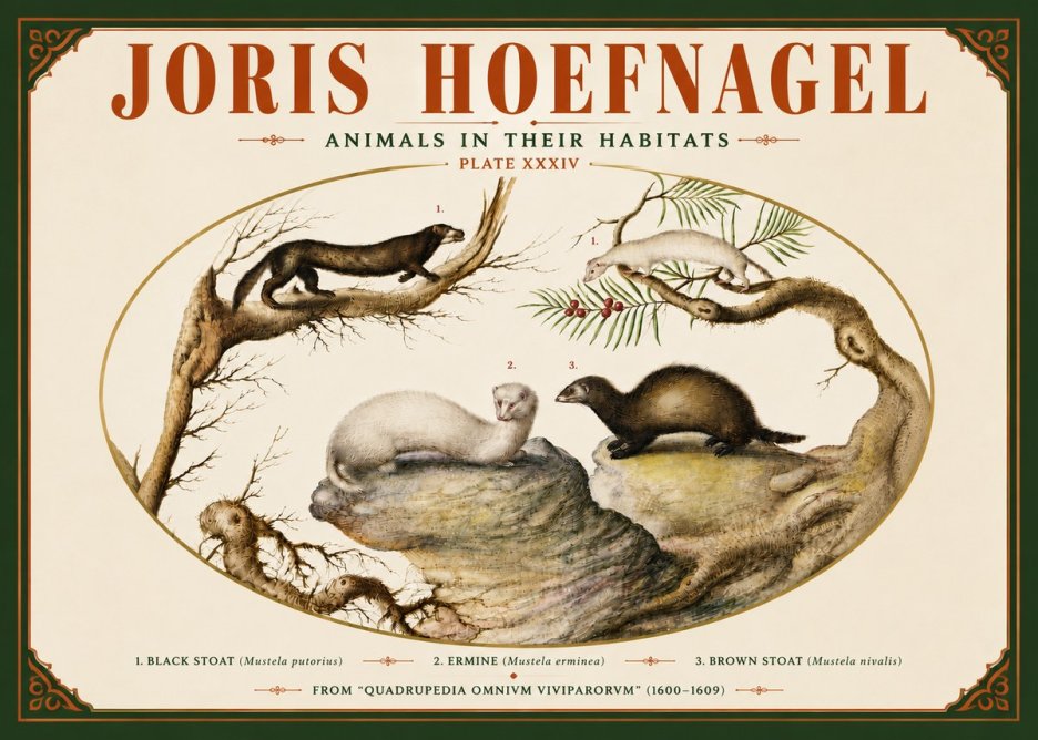 Joris Hoefnagel Animals in Their Habitats Plate Xxxiv No5 - Plakat