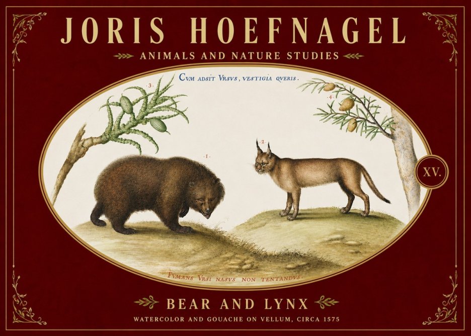 Joris Hoefnagel Bear and Lynx No5 - Plakat