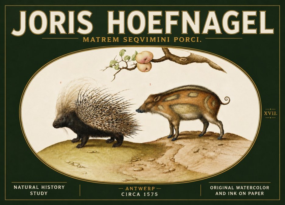 Joris Hoefnagel Matrem Seqvimini Porci. No5 - Plakat