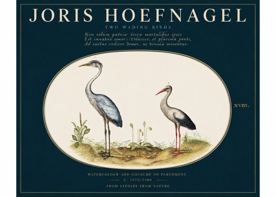 Joris Hoefnagel Study of Two Cranes No4 - Plakat
