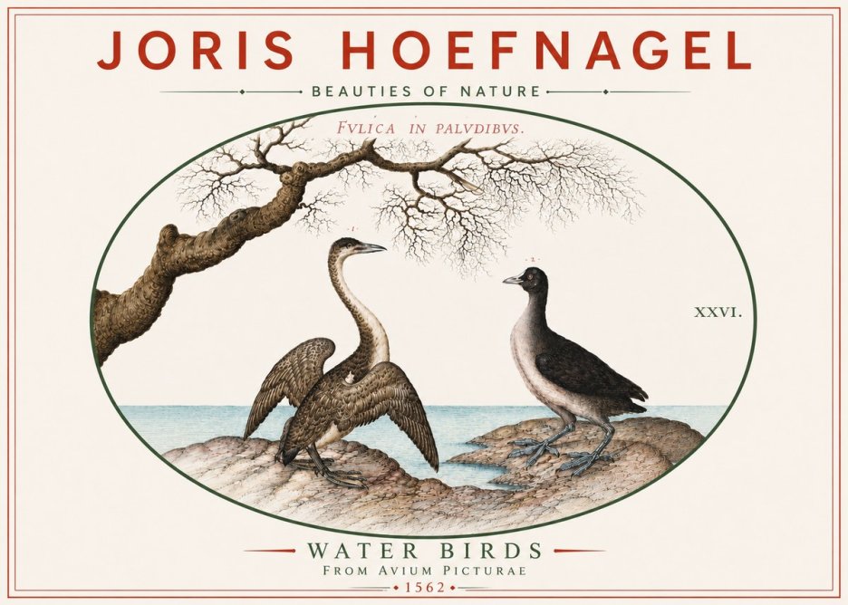 Joris Hoefnagel Cormorant and Coot No6 - Plakat