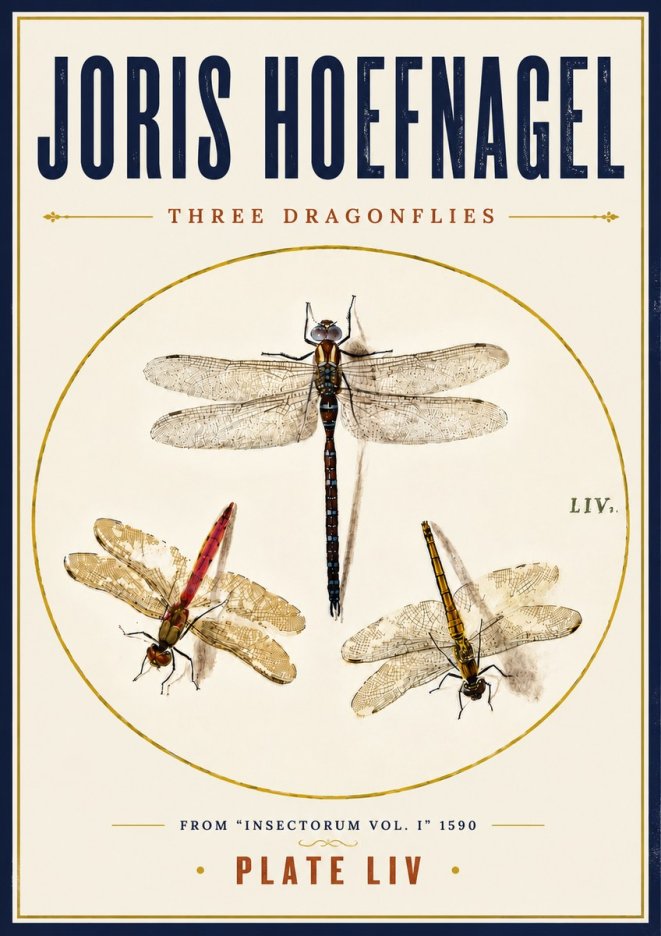 Joris Hoefnagel Three Dragonflies No6 - Plakat