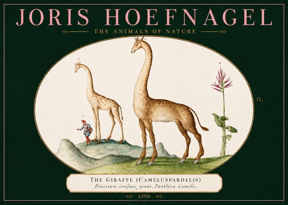Joris Hoefnagel The Giraffe (Cameluspardalis) No2 - Plakat