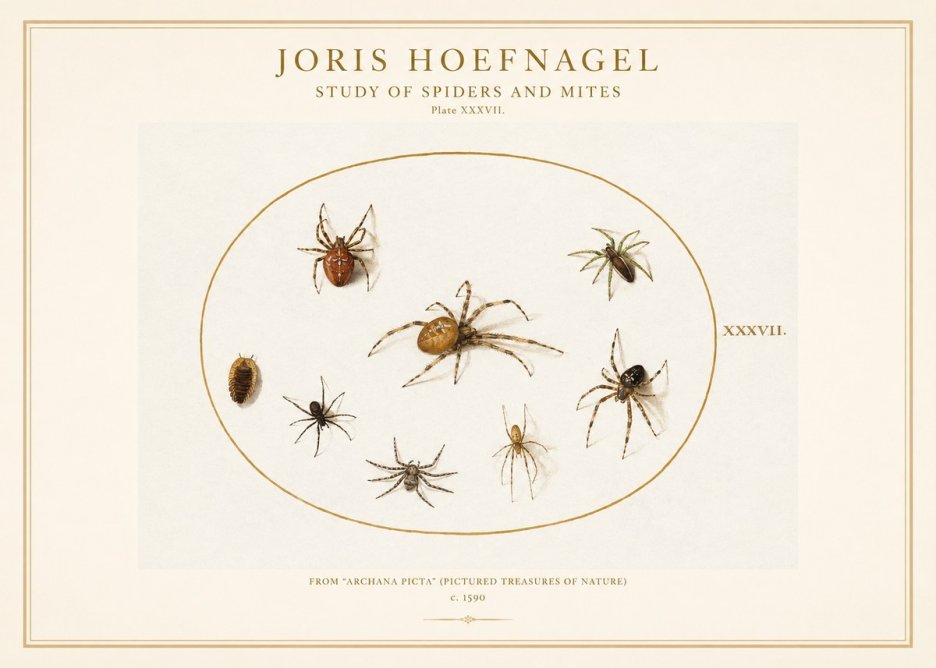 Joris Hoefnagel Study of Spiders and Mites - Plate Xxxvii. No1 - Plakat