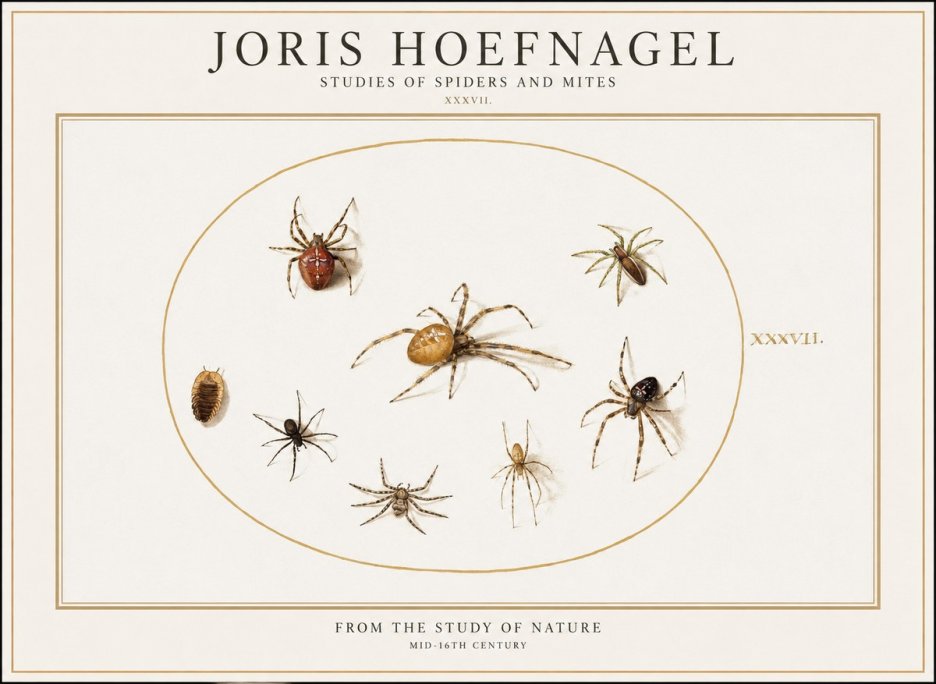 Joris Hoefnagel Study of Spiders and Mites - Plate Xxxvii. No2 - Plakat