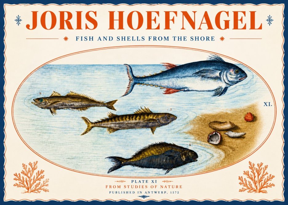 Joris Hoefnagel Fish and Shells from the Shore No5 - Plakat