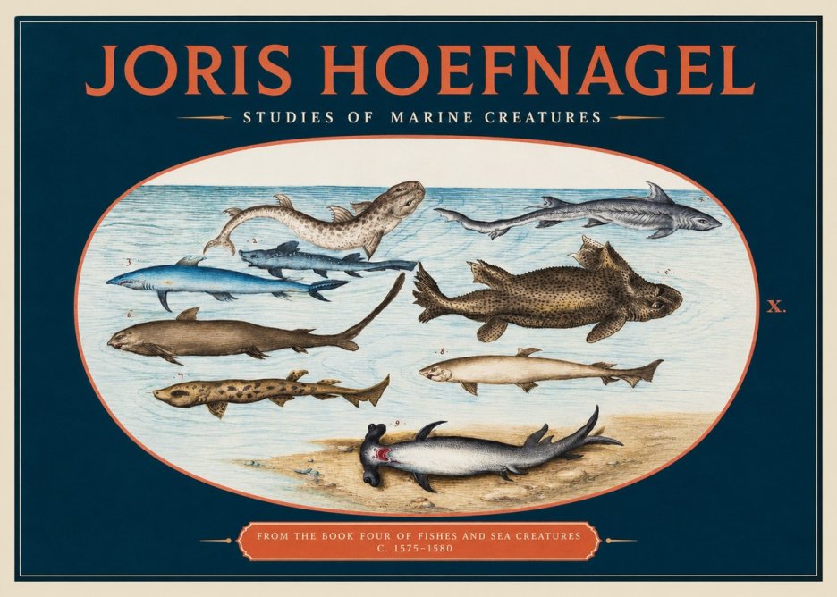 Joris Hoefnagel Studies of Marine Creatures No2 - Plakat