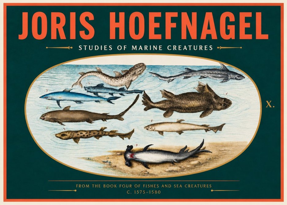 Joris Hoefnagel Studies of Marine Creatures No4 - Plakat
