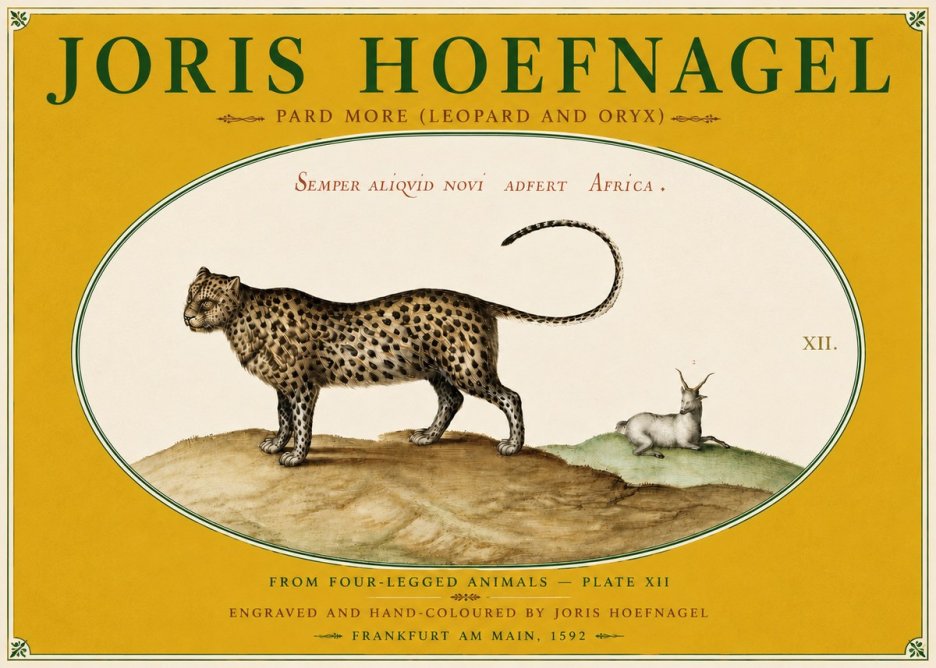 Joris Hoefnagel Pard More (Leopard and Oryx) No6 - Plakat
