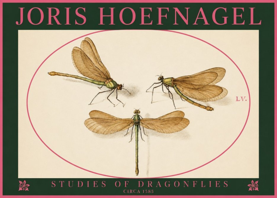 Joris Hoefnagel Studies of Dragonflies No2 - Plakat