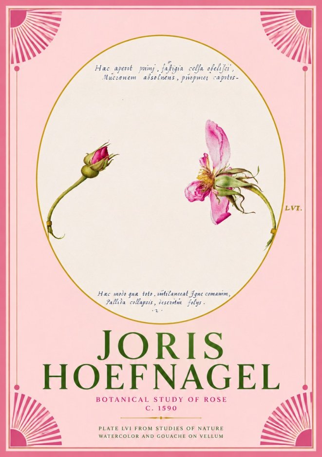 Joris Hoefnagel Botanical Study of Rose No2 - Plakat