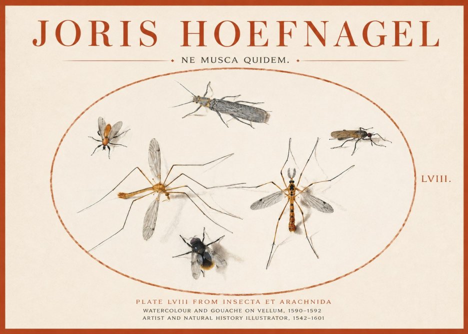 Joris Hoefnagel Plate Lviii from Insecta Et Arachnida No3 - Plakat
