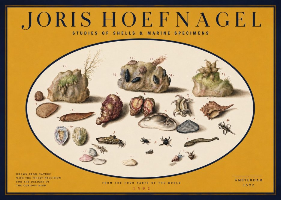 Joris Hoefnagel Studies of Shells & Marine Specimens No2 - Plakat