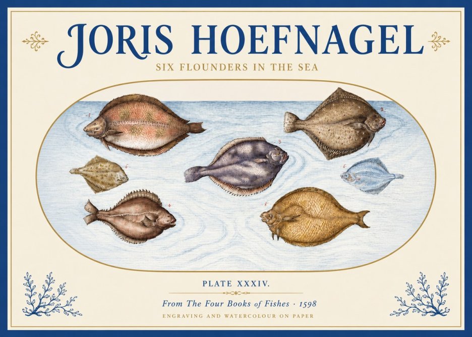 Joris Hoefnagel Six Flounders in the Sea No3 - Plakat
