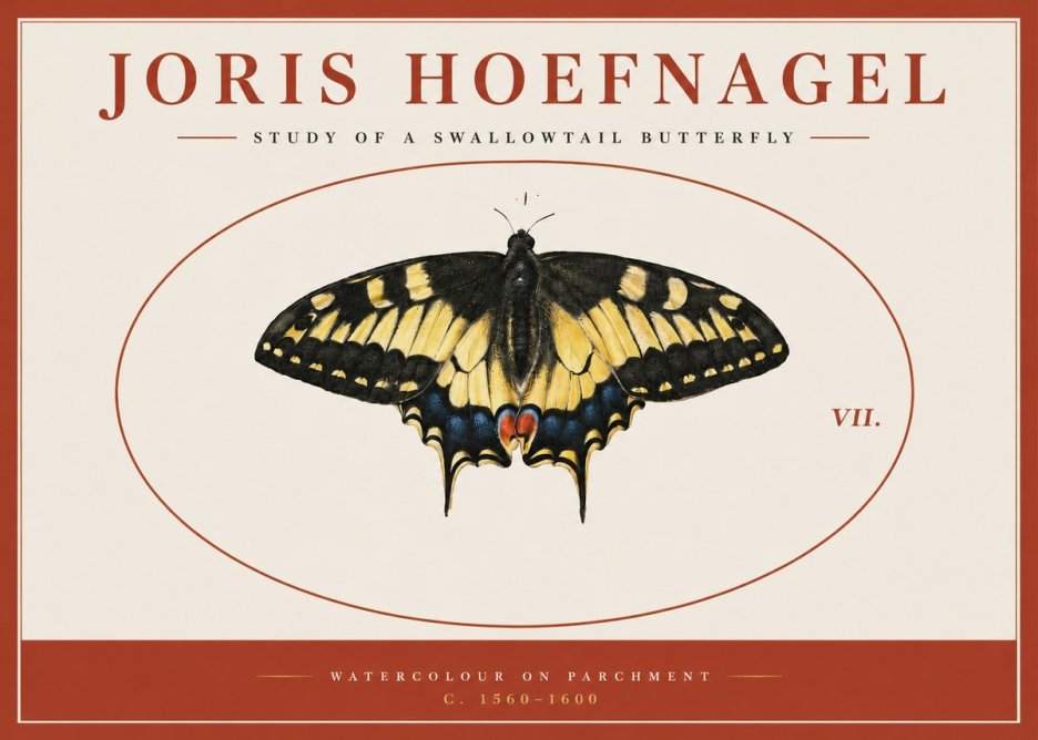 Joris Hoefnagel Study of a Swallowtail Butterfly No3 - Plakat