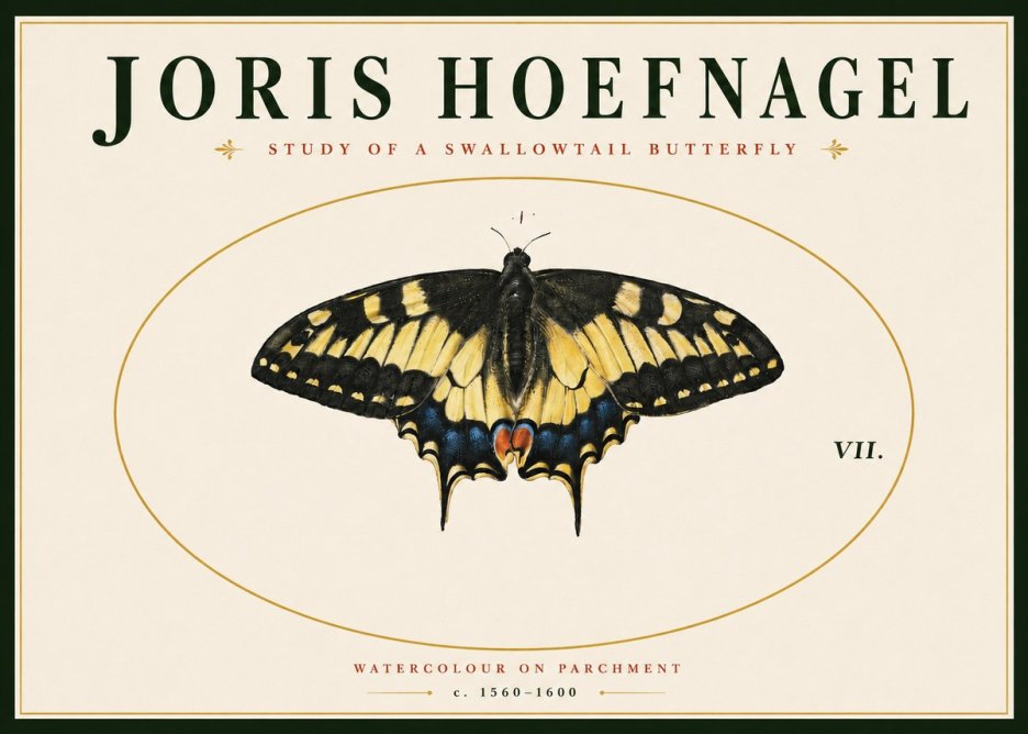 Joris Hoefnagel Study of a Swallowtail Butterfly No4 - Plakat