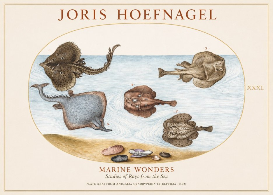 Joris Hoefnagel Studies of Rays and Shells No2 - Plakat