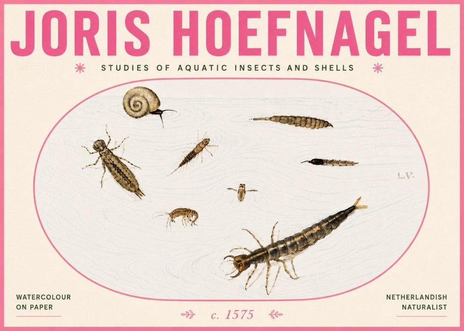 Joris Hoefnagel Studies of Aquatic Insects and Shells No6 - Plakat