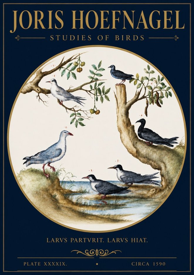 Joris Hoefnagel Studies of Birds II No4 - Plakat