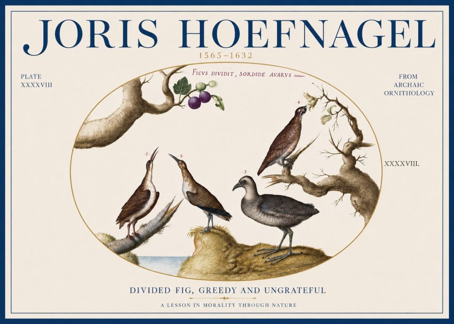 Joris Hoefnagel Birds from the Four Parts of the World No4 - Plakat