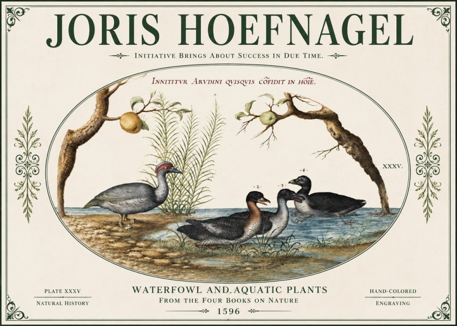 Joris Hoefnagel Waterfowl and Aquatic Plants No4 - Plakat