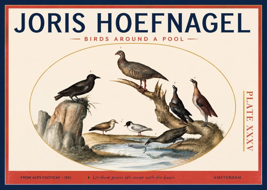 Joris Hoefnagel Birds Around a Pool No2 - Plakat