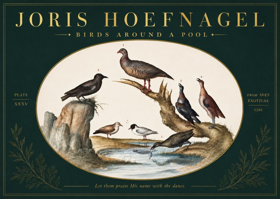 Joris Hoefnagel Birds Around a Pool No3 - Plakat
