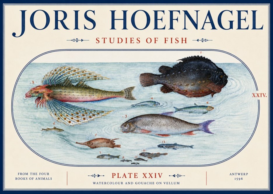 Joris Hoefnagel Studies of Fish II No6 - Plakat