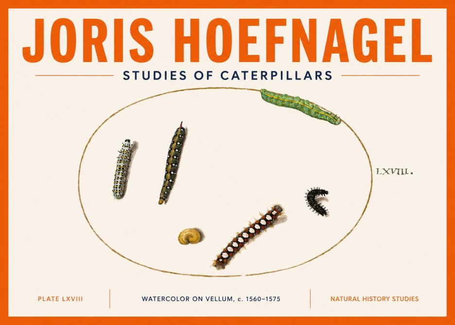 Joris Hoefnagel Studies of Caterpillars No5 - Plakat