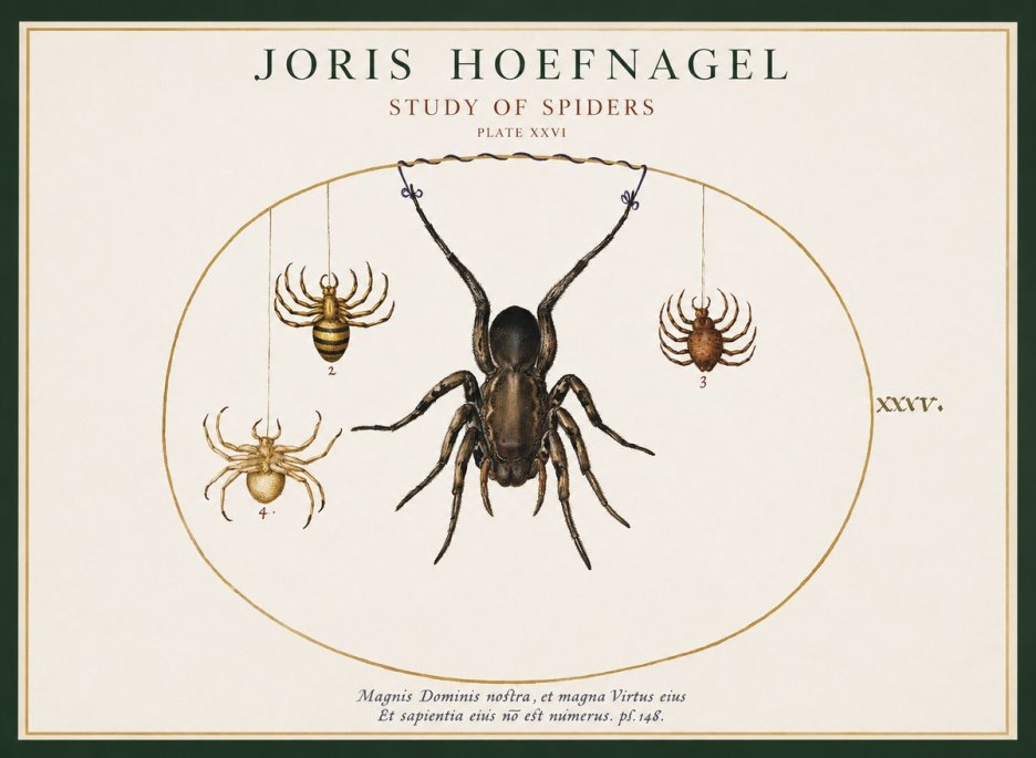 Joris Hoefnagel Study of Spiders No1 - Plakat