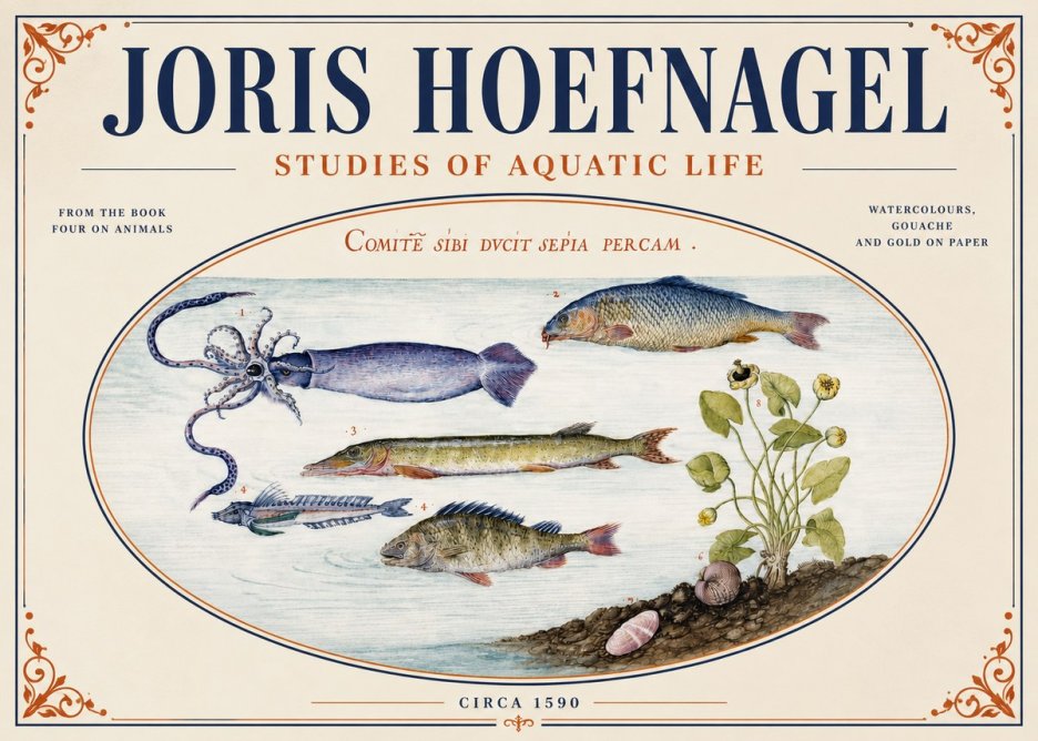 Joris Hoefnagel Comitẽ Sibi Ducit Sepia Percam. No4 - Plakat