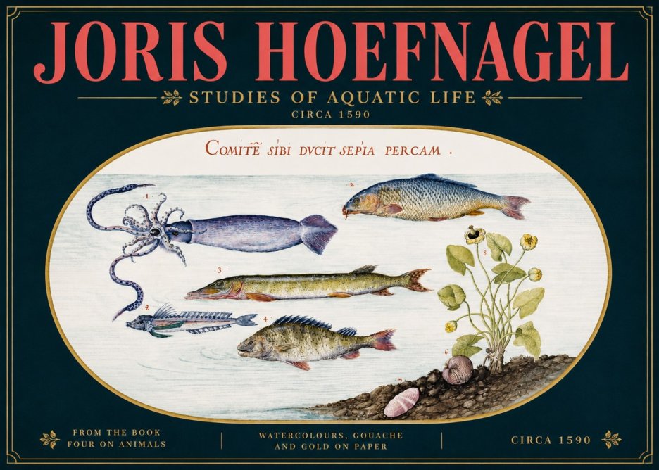Joris Hoefnagel Comitẽ Sibi Ducit Sepia Percam. No5 - Plakat