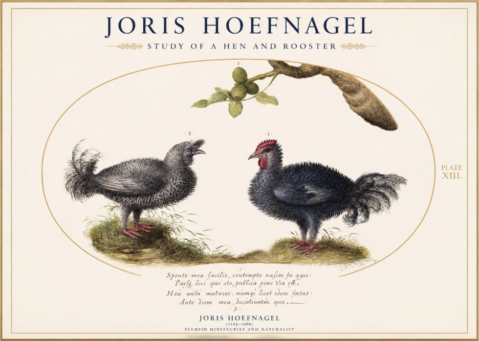 Joris Hoefnagel Study of a Hen and Rooster No1 - Plakat