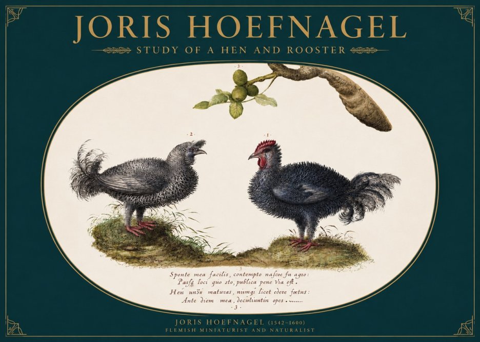 Joris Hoefnagel Study of a Hen and Rooster No2 - Plakat