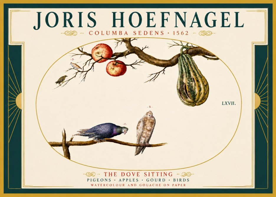 Joris Hoefnagel Pigeons Sitting. No6 - Plakat