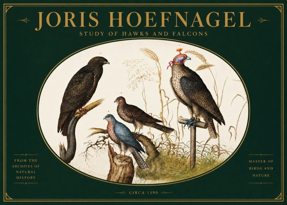 Joris Hoefnagel Studies of Hawks and Falcons No4 - Plakat