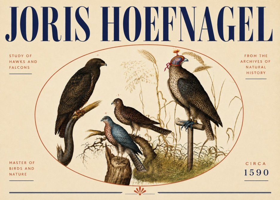 Joris Hoefnagel Studies of Hawks and Falcons No5 - Plakat