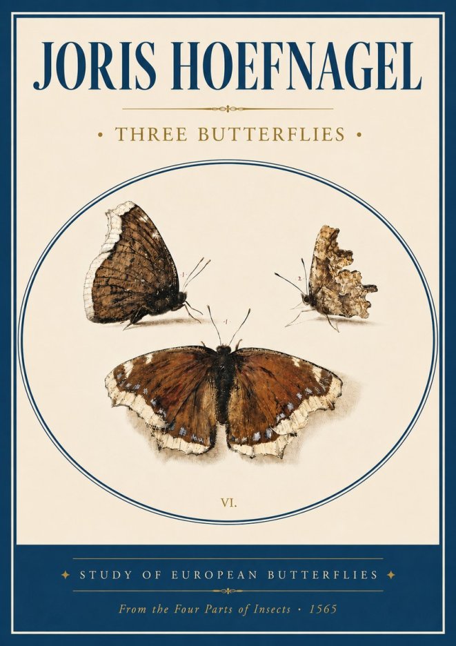 Joris Hoefnagel Three Butterflies I No4 - Plakat