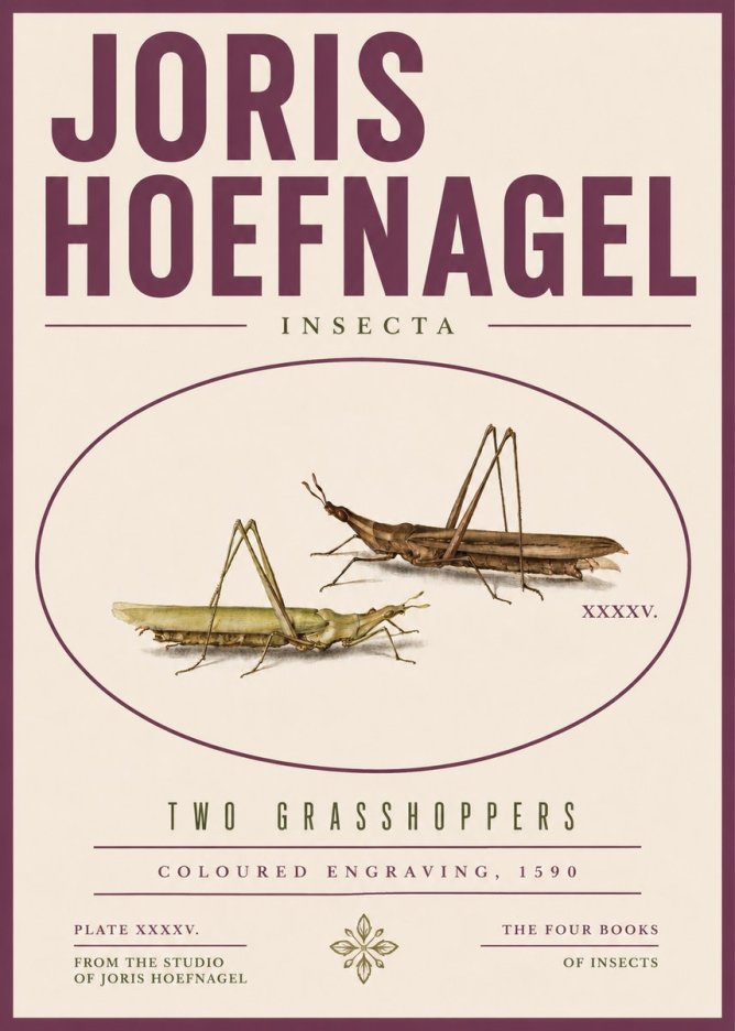 Joris Hoefnagel Two Grasshoppers No5 - Plakat