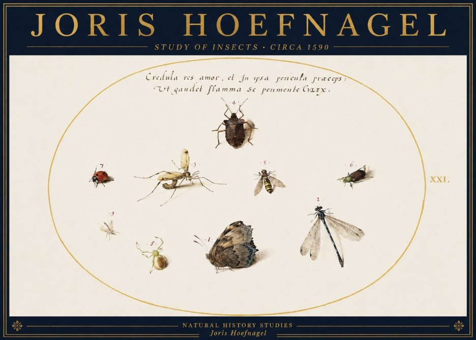 Joris Hoefnagel Study of Insects • Circa 1590 No4 - Plakat