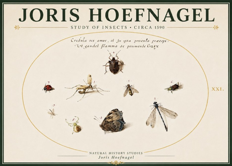 Joris Hoefnagel Study of Insects • Circa 1590 No5 - Plakat