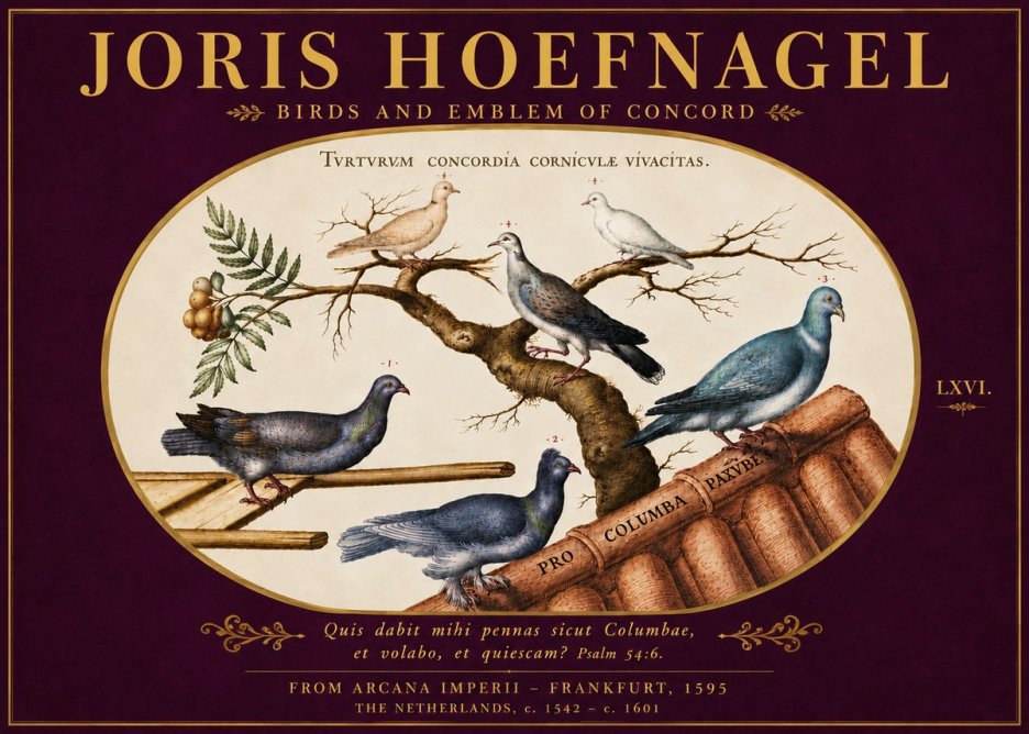 Joris Hoefnagel Birds and Emblem of Concord No5 - Plakat