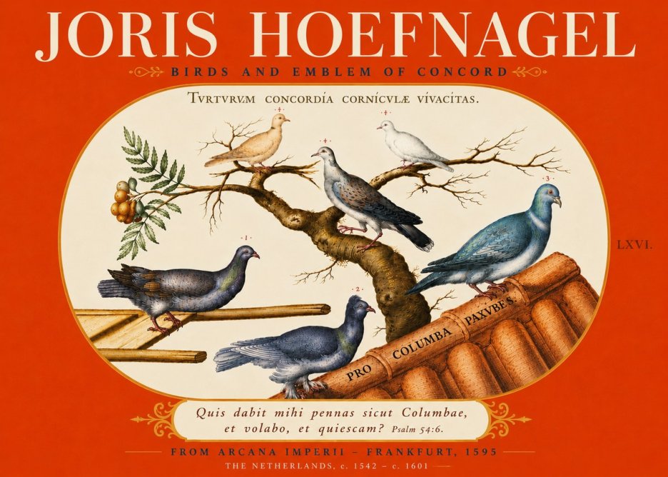 Joris Hoefnagel Birds and Emblem of Concord No6 - Plakat