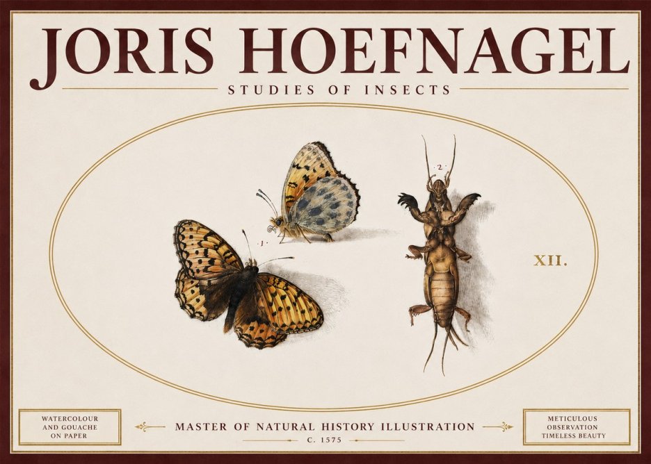 Joris Hoefnagel Studies of Insects Xii No5 - Plakat