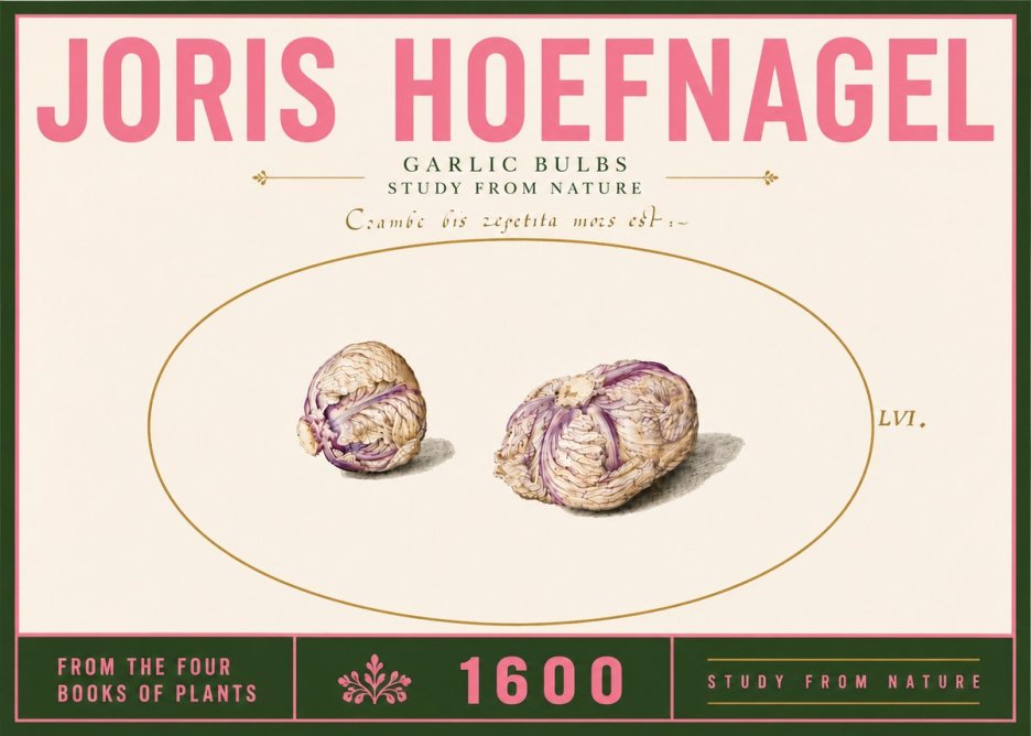 Joris Hoefnagel Garlic Bulbs Study from Nature No6 - Plakat